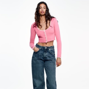 ZARA‎ Cropped Pink Cardigan